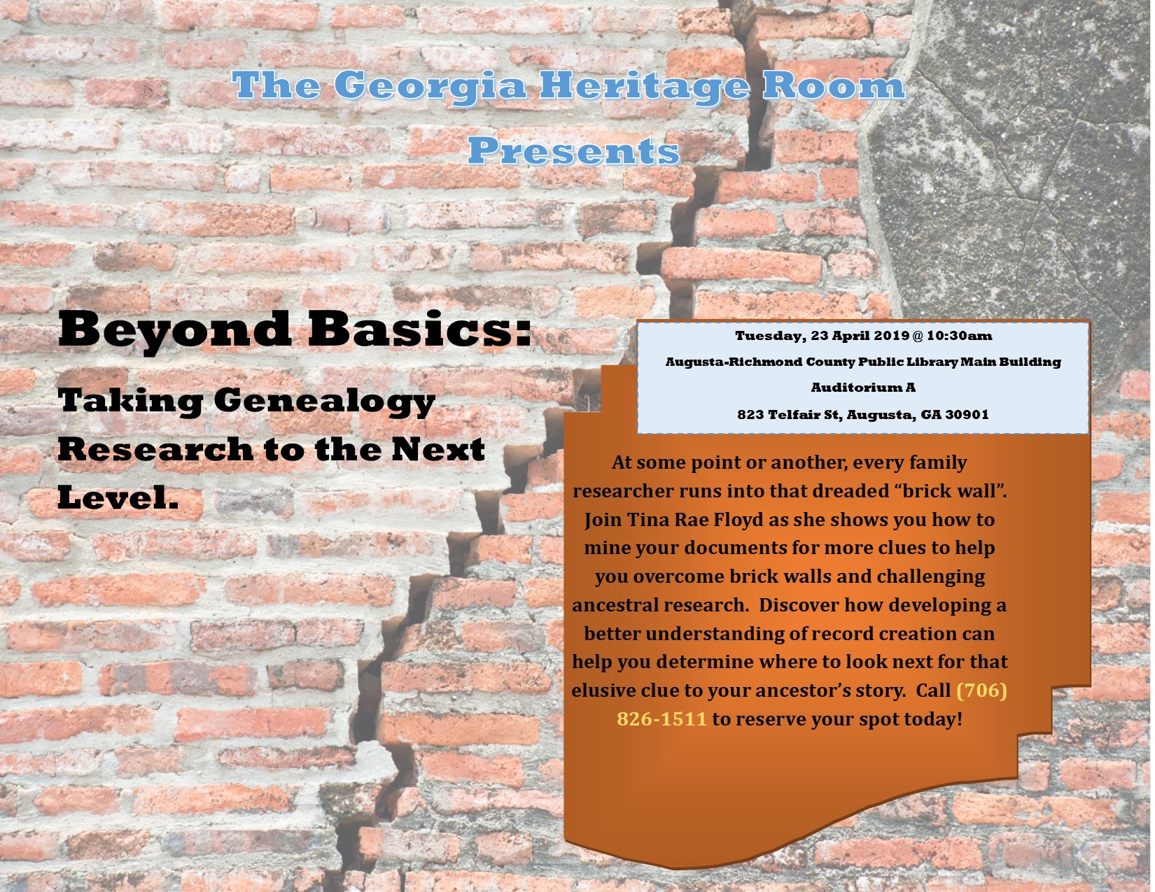 Beyond Basics Class | Augusta Public Library History and Genealogy